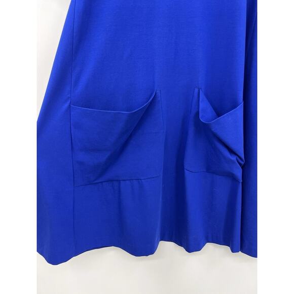 COS Cotton Jersey A-line Swing Dress Royal Blue Pockets Size XS Summer Beach - Picture 6 of 10